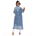 L99534 Wholesale New Design Ripped Cardigan Windbreaker Denim Jacket